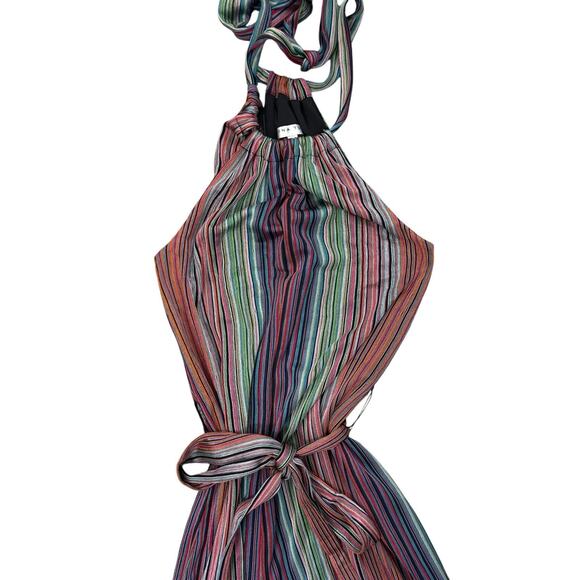 NEW Trina Turk Striped Jumpsuit Belted Sleeveless Halter Style Size Medium - Picture 8 of 13